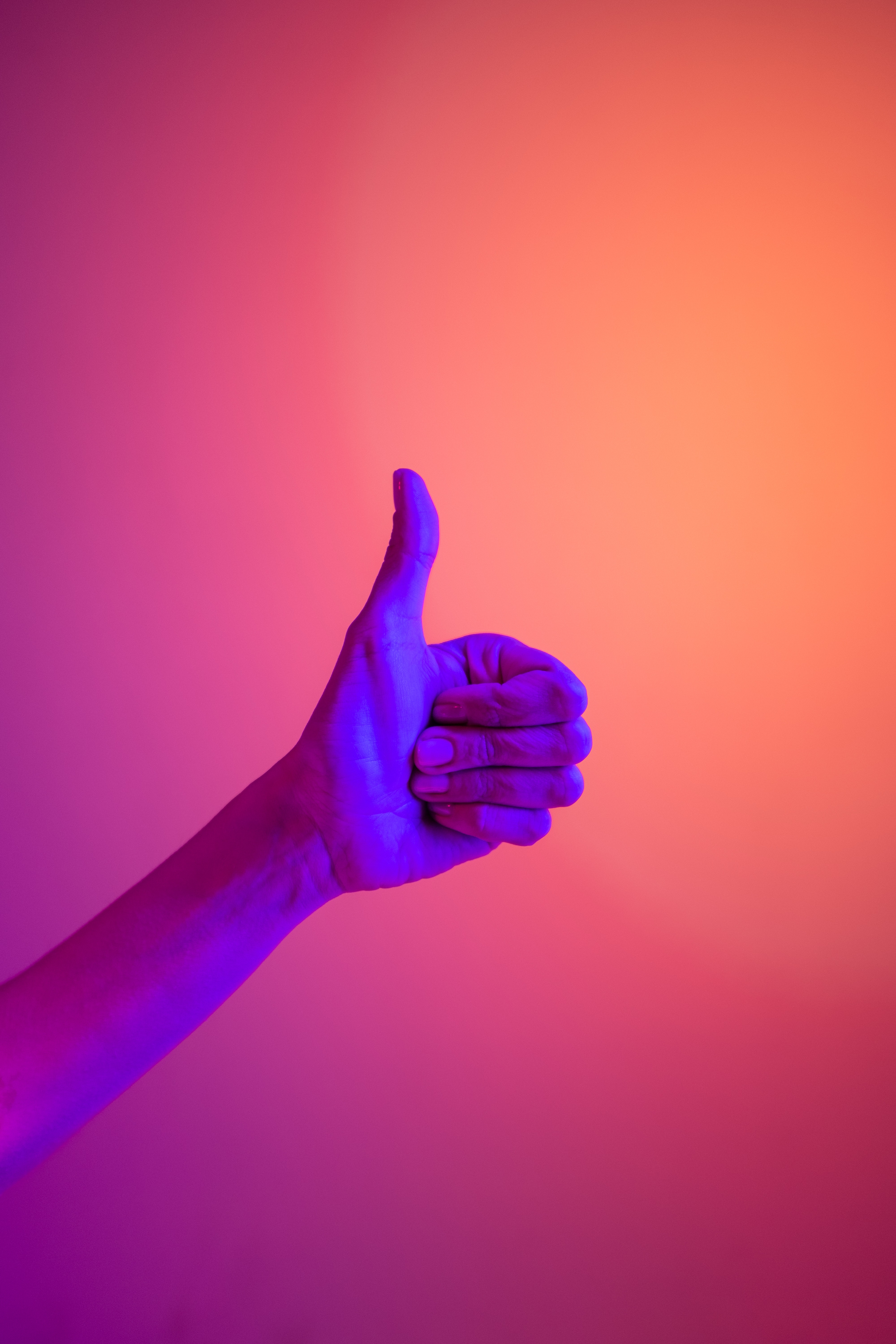 Thumbs up with a gradient background